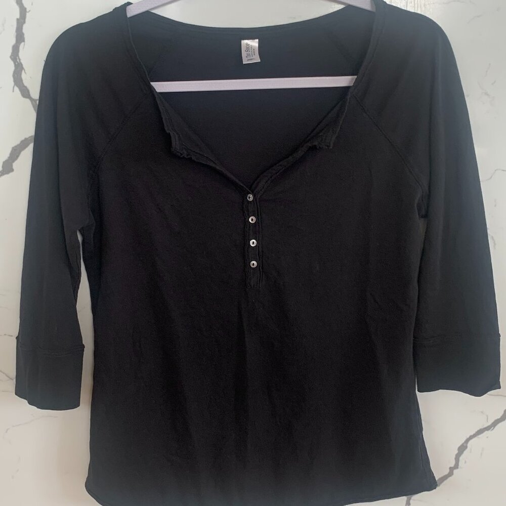 Women's 3/4 Sleeve Black Tee